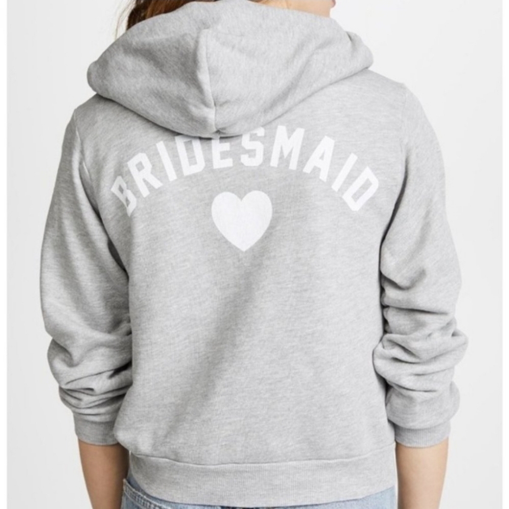 Wildfox Bridesmaid Hoodie Sweatshirt Heathered Terry Full Zip Wedding Size Small